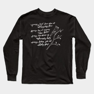 Prais him all Creatures here Below - chalboard style, hymns, birds Long Sleeve T-Shirt